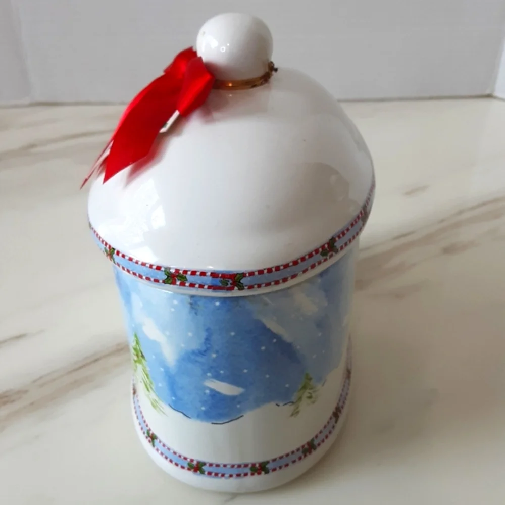 Sweet Williams Holiday Oval Snowman Ceramic Cookie Jar Canister